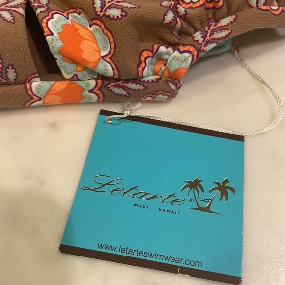 Letarte Floral Printed Crossover Swim Top - Picture 4 of 10